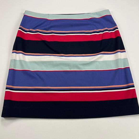 Talbots Cotton Twill Hotizontal Striped Multicolor A-Line Skirt Size 14 - Picture 6 of 10
